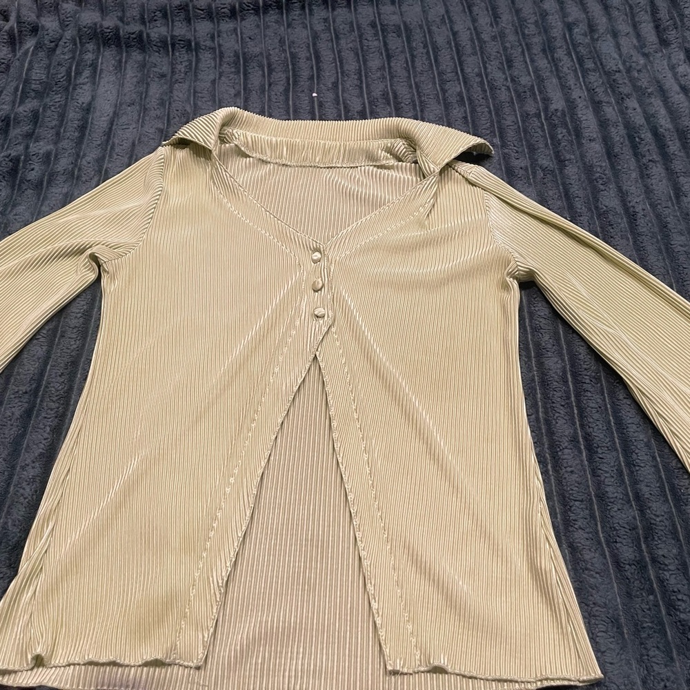 Lime green Ribbed Long Sleeve Top